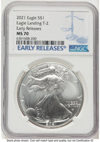 2021 Silver Eagle Type 2 ER Blue NGC MS70
