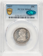 1837 25C CAC Bust Quarter PCGS MS65
