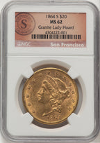 1864-S $20 Liberty Double Eagle NGC MS62 (777159002)