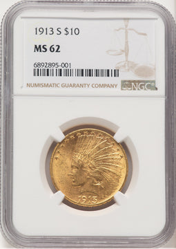 1913-S $10 Indian Eagle NGC MS62 (777159013)