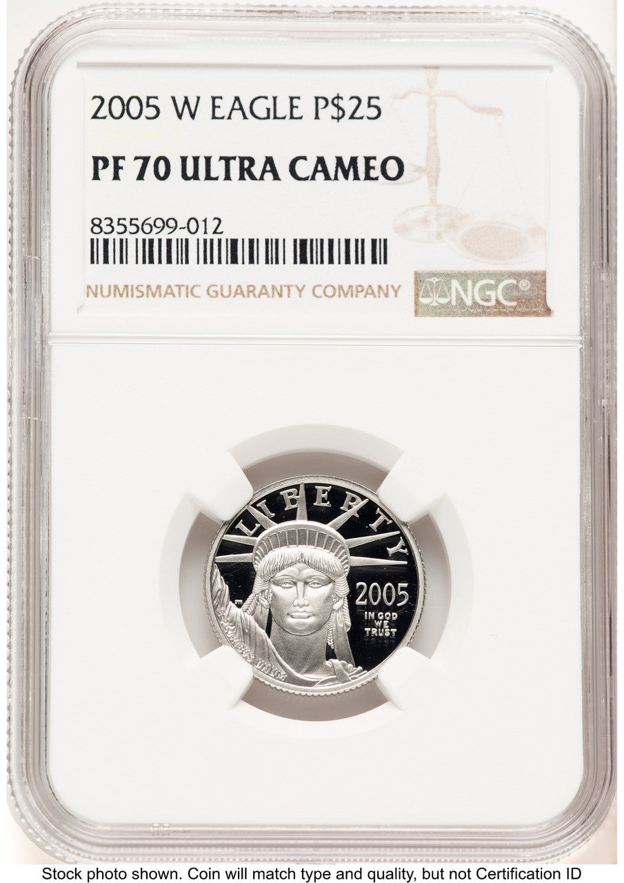 2005-W Proof Platinum Eagle 1/4 oz Brown Label NGC PF70 (777173008)