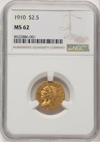 1910 $2.50 Indian Quarter Eagle NGC MS62 (777181029)