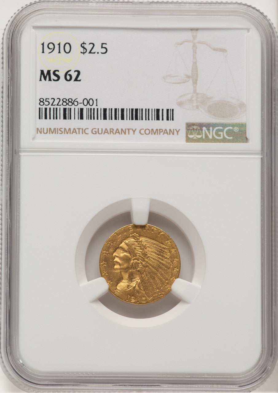 1910 $2.50 Indian Quarter Eagle NGC MS62 (777181029)