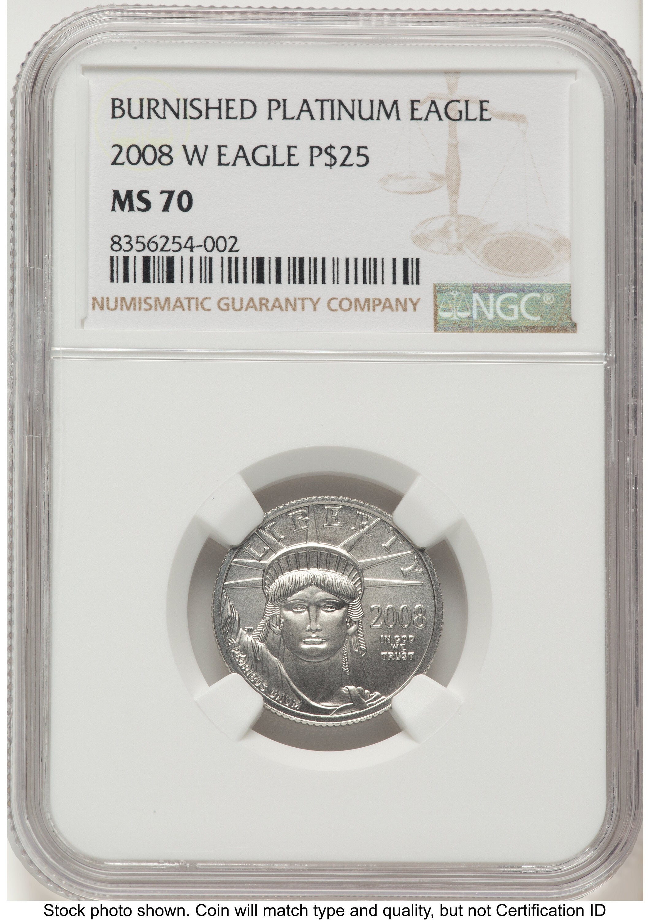 2008-W Burnished Platinum Eagle 1/4 oz Brown Label NGC MS70
