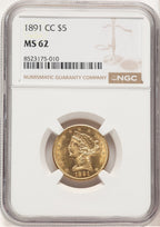 1891-CC $5 Liberty Half Eagle NGC MS62 (777194049)