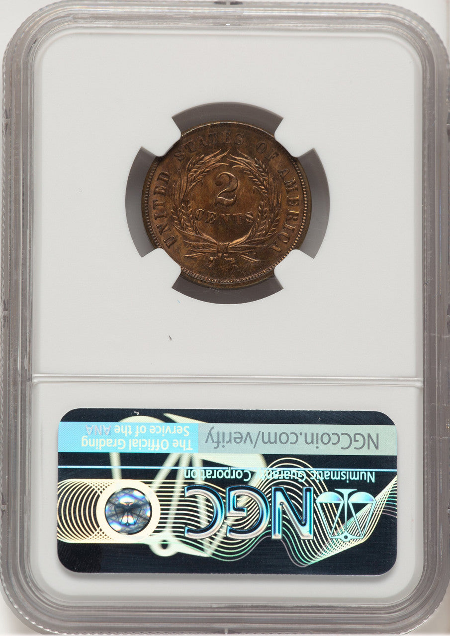 1864 Small Motto RB Two Cent Pieces NGC MS64