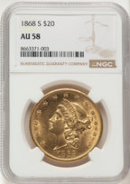 1868-S $20 Liberty Double Eagle NGC AU58