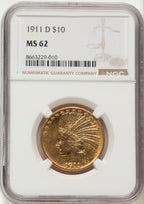 1911-D $10 Indian Eagle NGC MS62