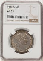 1904-O 50C Barber Half Dollar NGC AU55 (777194173)