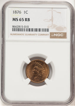 1876 1C RB Indian Cent NGC MS65