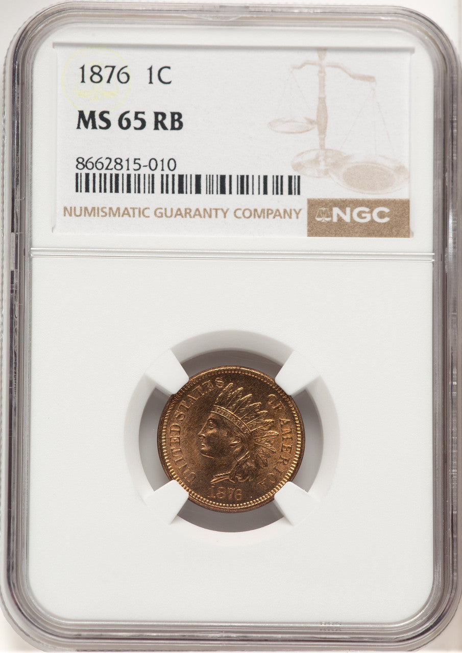 1876 1C RB Indian Cent NGC MS65