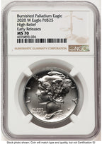 2020-W Palladium Eagle 1 oz Burnished ER Brown Label NGC MS70
