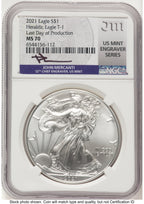 2021 Silver Eagle Type 1 John US Mint Engraver Series Last Day of Production NGC PF70 Mercanti