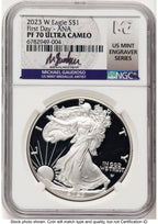 2023-W Proof Silver Eagle 1 oz FDI ANA Michael Gaudioso US Mint Engraver Series NGC PF70