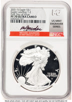 2021-S TY2 Proof Silver Eagle 1 oz FDI Michael Gaudioso US Mint Engraver Series NGC PF70