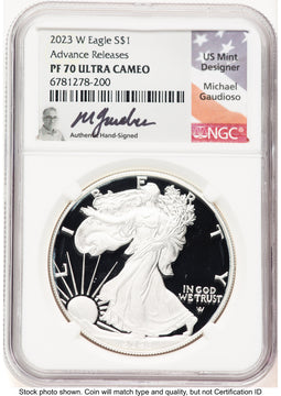 2023-W Proof Silver Eagle 1 oz AR Michael Gaudioso NGC PF70