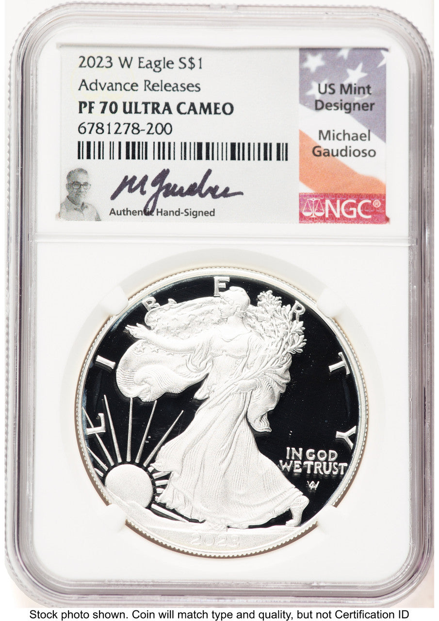 2023-W Proof Silver Eagle 1 oz AR Michael Gaudioso NGC PF70