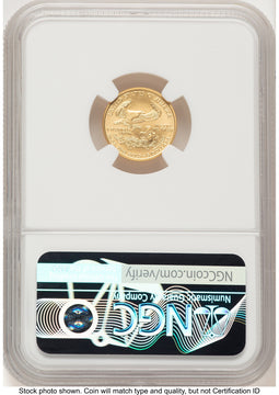 2008-W Burnished Gold Eagle 1/10 oz Brown Label NGC MS70