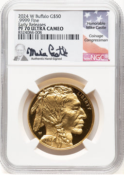 2024-W Proof Gold Buffalo 1 oz ER Mike Castle NGC PF70