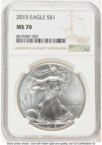 2015 Silver Eagle Brown Label NGC MS70