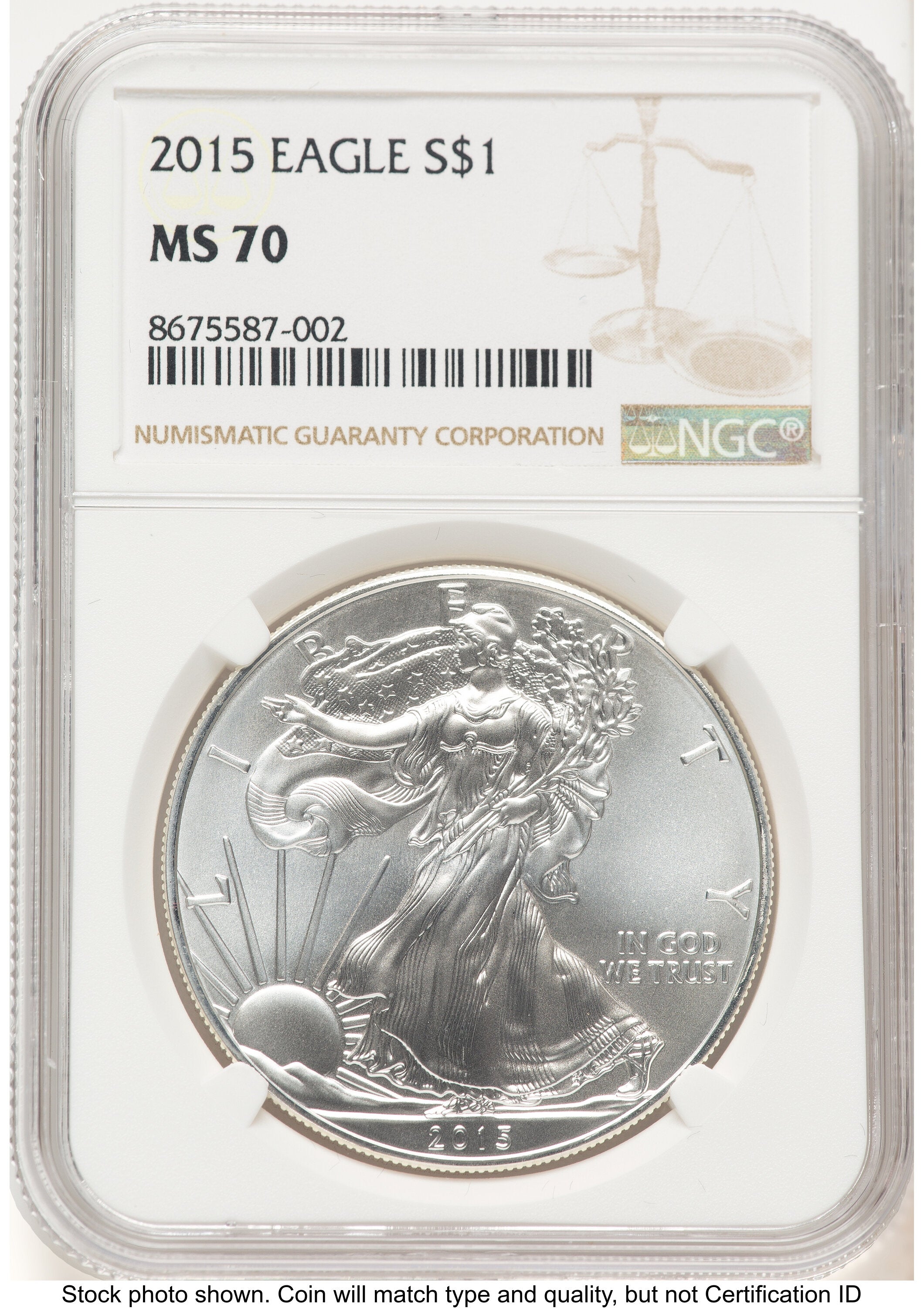 2015 Silver Eagle Brown Label NGC MS70