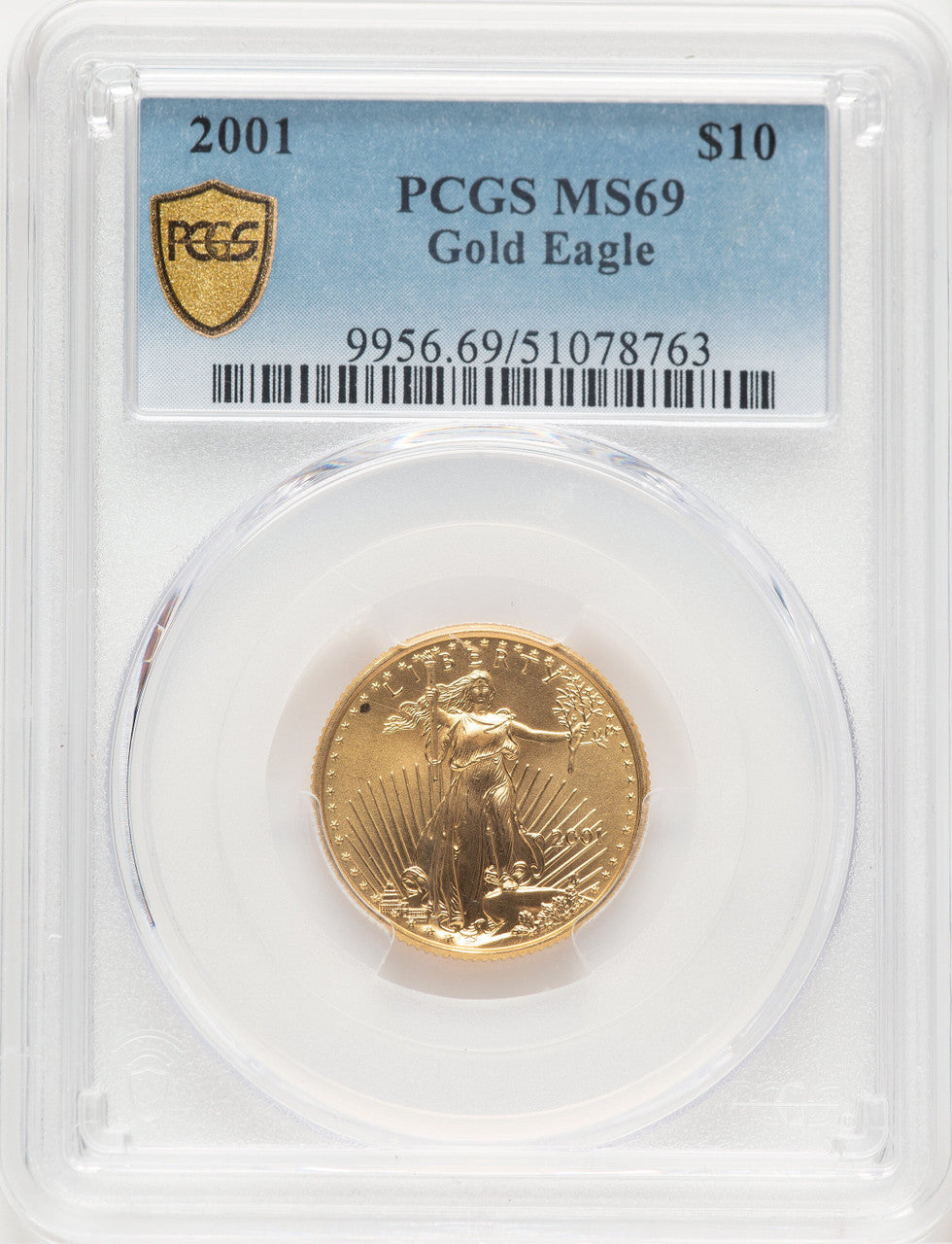 2001 Gold Eagle 1/4 oz Blue Gradient PCGS MS69