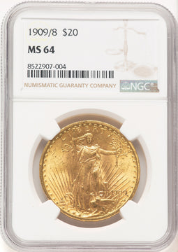 1909/8 $20 FS-301 Saint-Gaudens Double Eagle NGC MS64