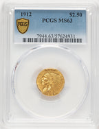 1912 $2.50 Indian Quarter Eagle PCGS MS63 (777398021)