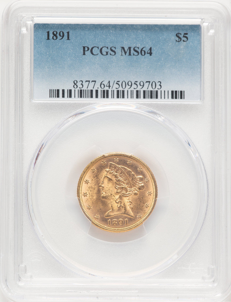 1891 $5 Liberty Half Eagle PCGS MS64 (777398041)