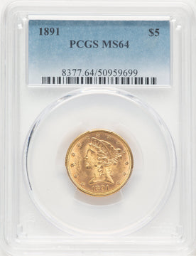 1891 $5 Liberty Half Eagle PCGS MS64 (777398043)