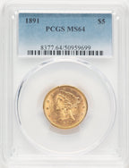 1891 $5 Liberty Half Eagle PCGS MS64 (777398043)