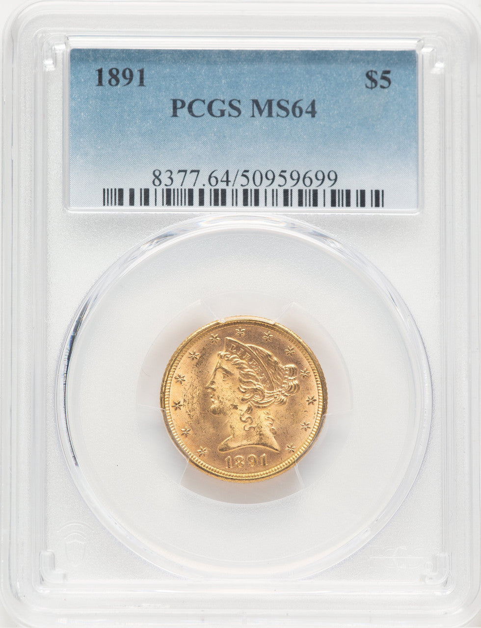 1891 $5 Liberty Half Eagle PCGS MS64 (777398043)