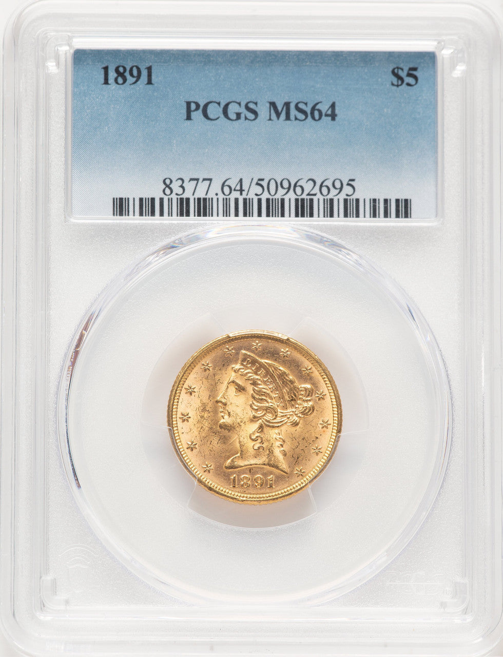 1891 $5 Liberty Half Eagle PCGS MS64 (777398046)