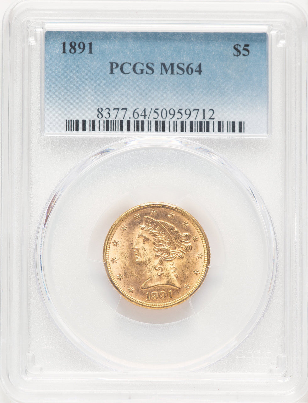 1891 $5 Liberty Half Eagle PCGS MS64 (777398048)