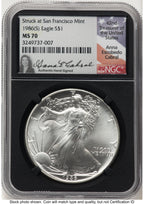 1986-(S) Silver Eagle Anna Cabral NGC MS70
