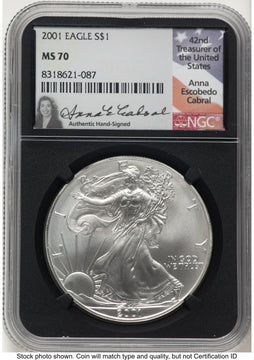 2001 Silver Eagle Anna Cabral NGC MS70