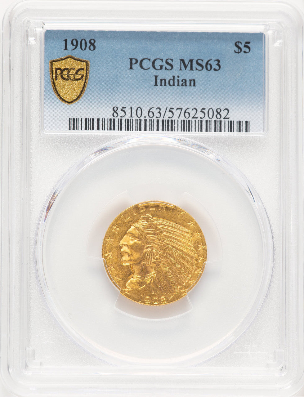 1908 $5 Indian Indian Half Eagle PCGS MS63 (777404001)