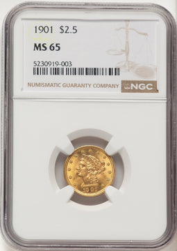 1901 $2.50 Liberty Quarter Eagle NGC MS65 (777420003)