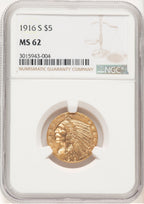 1916-S $5 Indian Half Eagle NGC MS62 (777420006)
