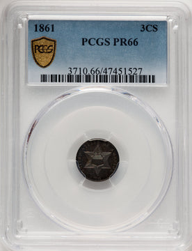 1861 3CS Proof Three Cent Silver PCGS PR66