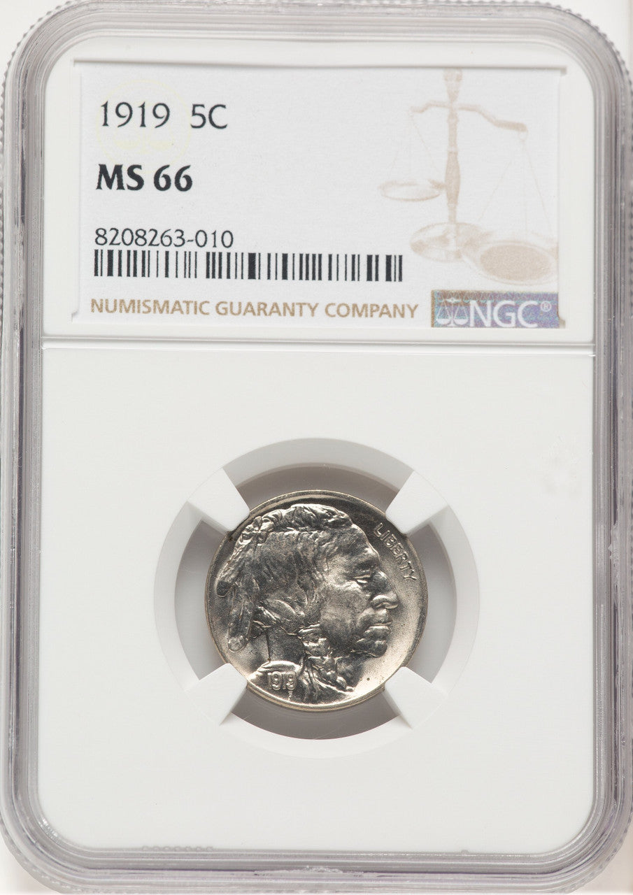 1919 5C Buffalo Nickel NGC MS66