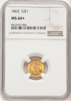 1862 G$1 Gold Dollar NGC MS66+