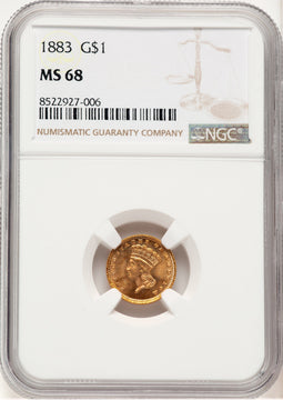 1883 G$1 Gold Dollar NGC MS68