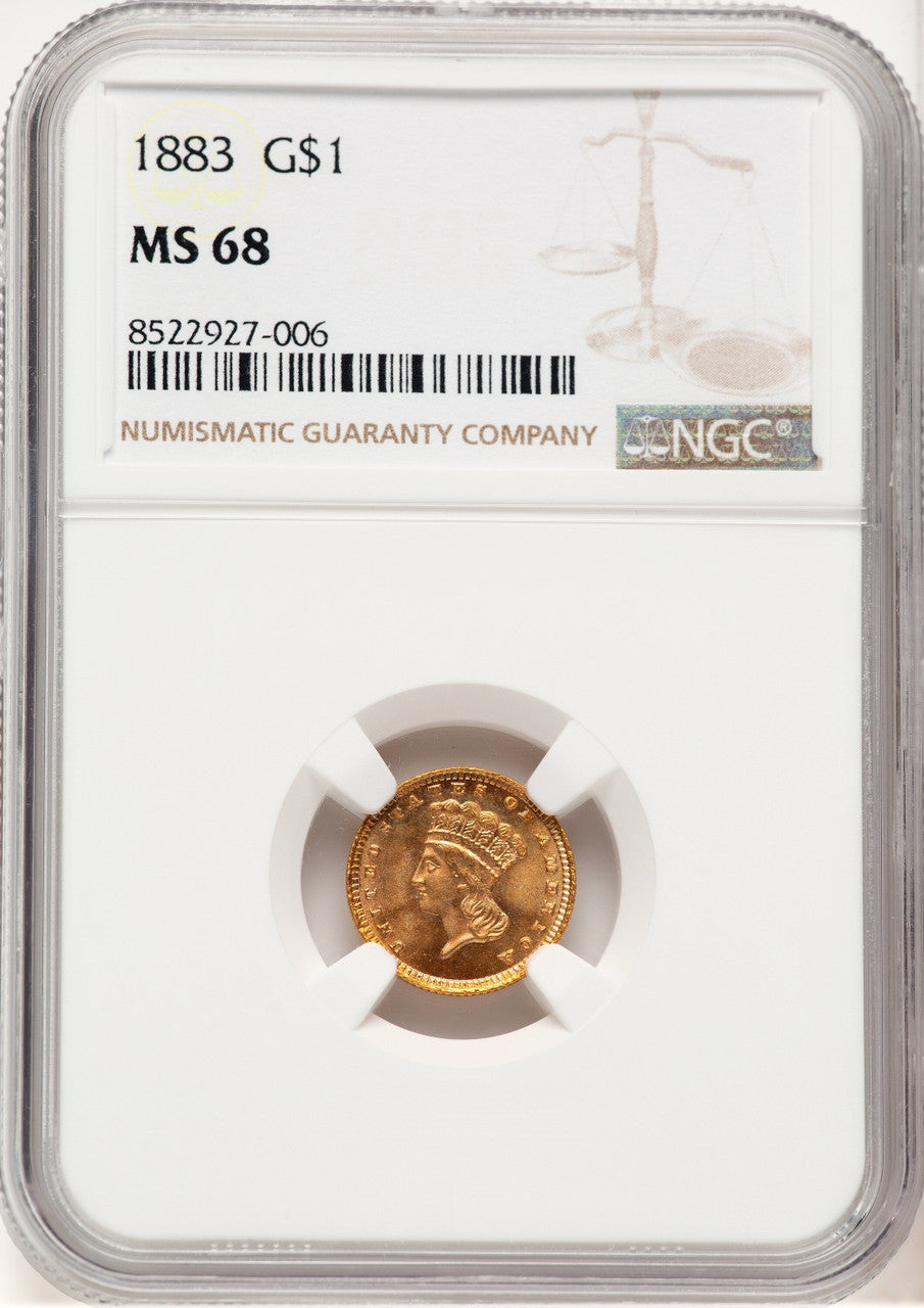 1883 G$1 Gold Dollar NGC MS68
