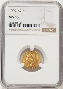 1909 $2.50 Indian Quarter Eagle NGC MS65 (777428008)