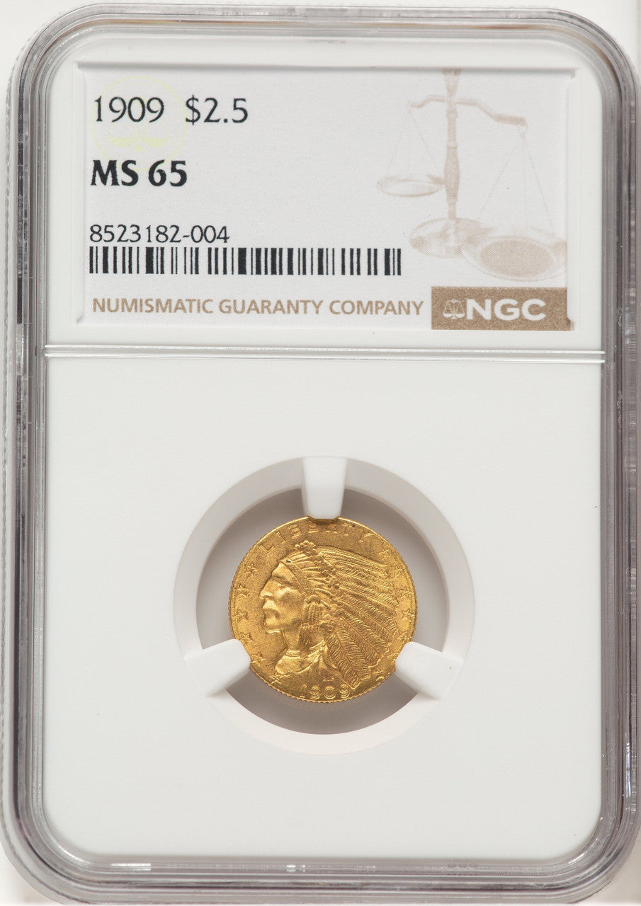 1909 $2.50 Indian Quarter Eagle NGC MS65 (777428008)