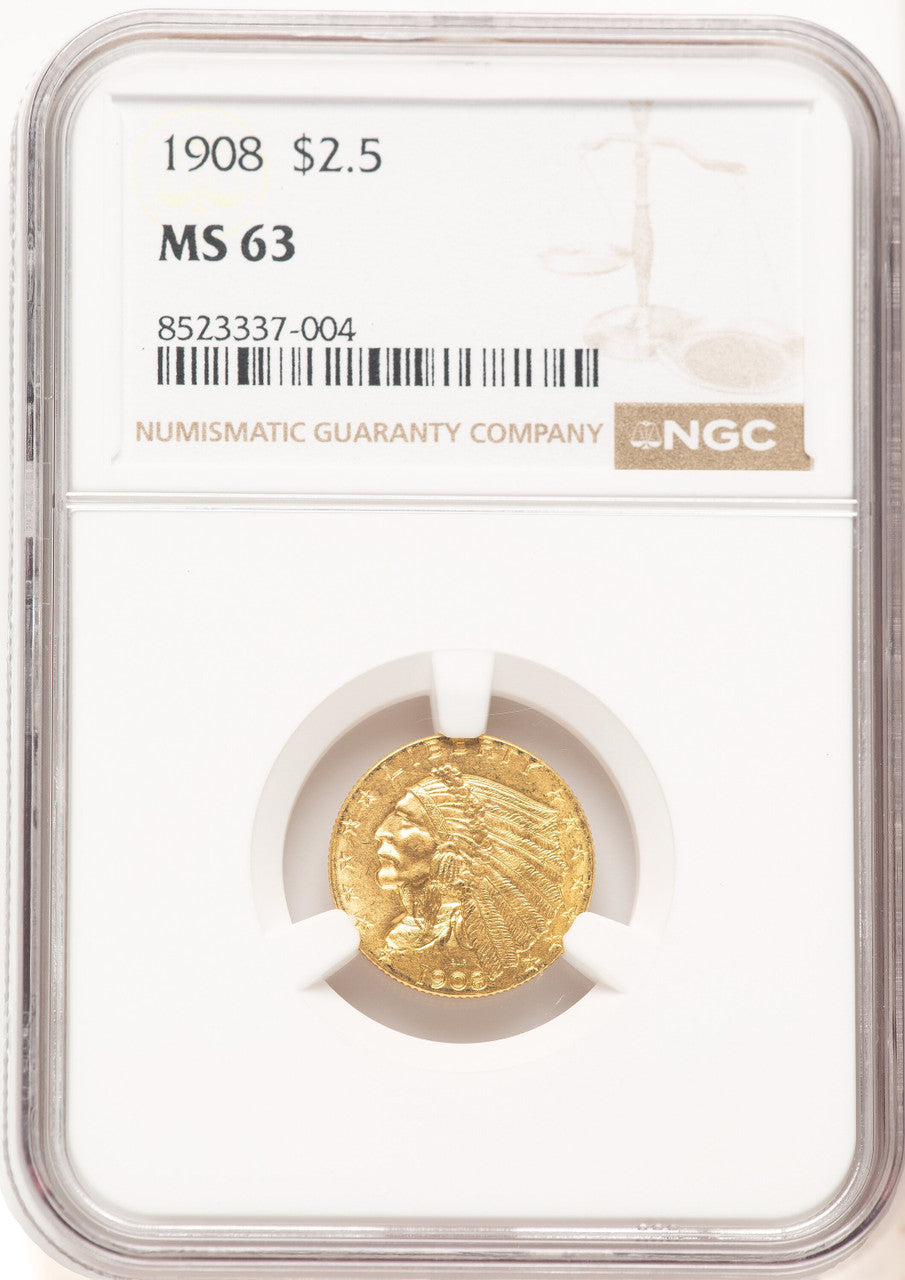 1908 $2.50 Indian Quarter Eagle NGC MS63 (777429084)