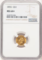 1855 G$1 Type Two Gold Dollar NGC MS64+