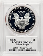 1990-S Proof Silver Eagle 1 oz David Hall PCGS PR70
