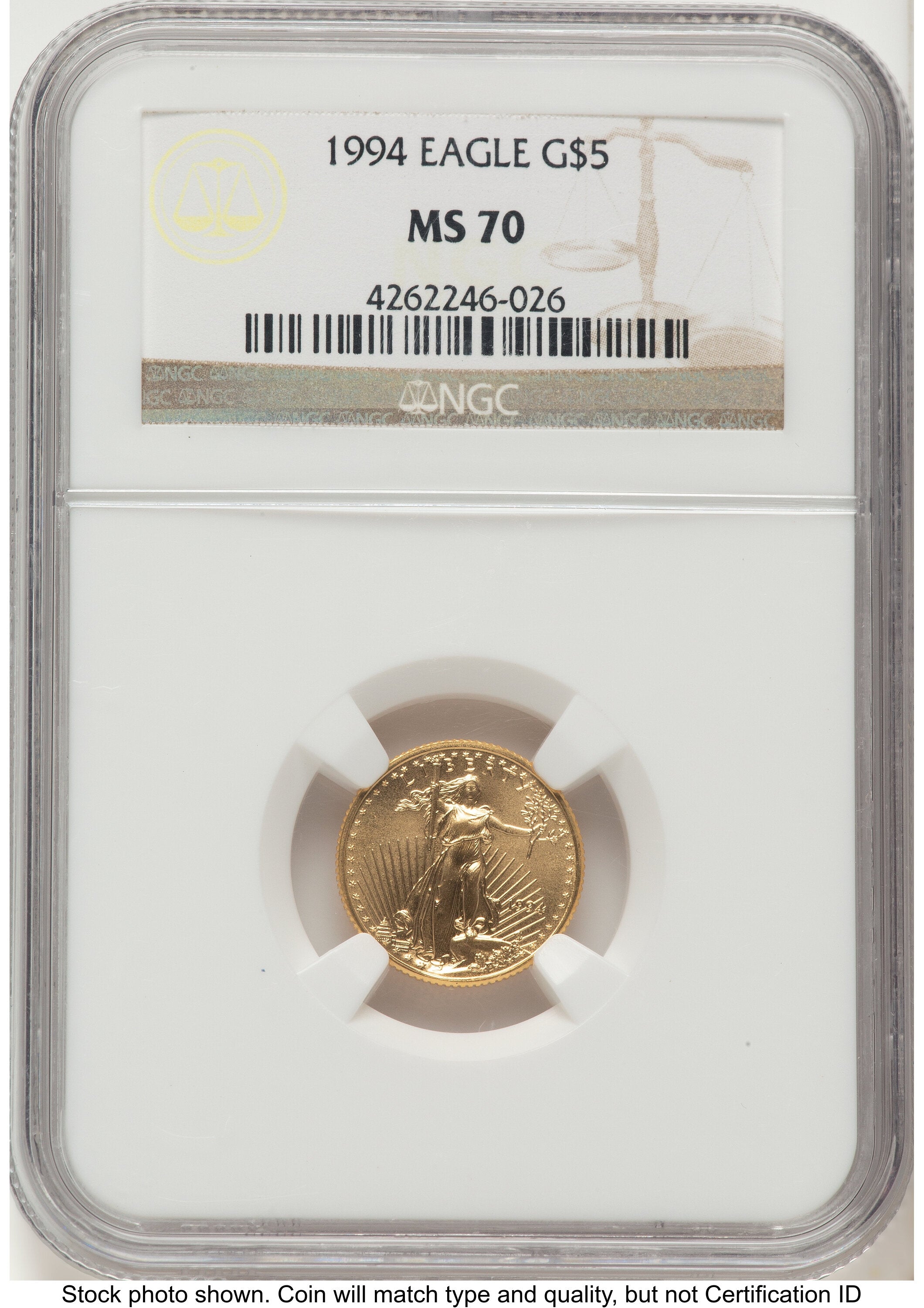 1994 Gold Eagle 1/10 oz Brown Label NGC MS70